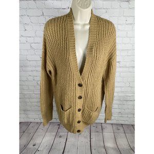 BDG Golden Brown Chunky Knit Button Front Long Sweater Cardigan Women’s S